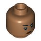 Minifig Head MJ / Amber Grant, Peach Lips, Raised Black Eyebrow / Slight Smile