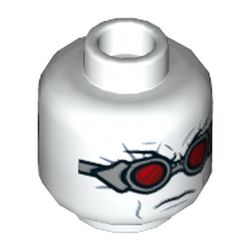 Minifig Head Mr Freeze, Light Bluish Gray Goggles, Red Glasses, Stern Print