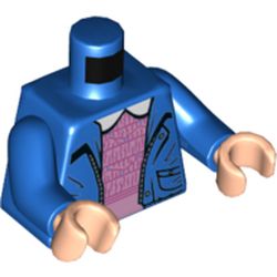 Torso Jacket, Open with Zipper, Lavender Undershirt, White Collar Print, Blue Arms, Light Nougat Hands