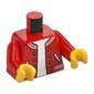 Torso Letterman Jacket with Buttons and Pockets, over White Shirt Print, Red Arms, Yellow Hands