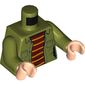 Torso Jacket, Red/Yellow Striped Shirt, Pockets Print, Olive Green Arms, Light Nougat Hands