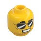 Minifig Head, Reflective Sunglasses, Smile with Teeth / White Pupils Print