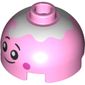 Brick Round 2 x 2 Dome Top, Hollow Stud with Black Eyes, Mouth, Dark Pink Cheeks, White Top Print