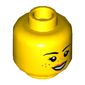 Minifig Head Parker L. Jackson, Freckles, Coral Lips, Open Mouth Smile / Lowered Left Eyebrow, Grumpy Frown Print