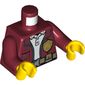 Torso Jacket, Zipper, Pocket, Fire Marshall Badge, Dark Tan Utility Belt Print, Dark Red Arms, Yellow Hands