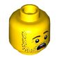 Minifig Head Jonas Jr, Stubble Beard, Open Mouth Scared, Teeth