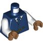Torso Vest, Dark Blue Tie, White Shirt, Pocket Watch Chain Print, White Arms, Medium Nougat Hands