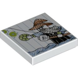 Tile 2 x 2 with Child Drawing Of Wizard with Gem Print