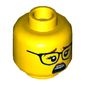 Minifig Head Paola, Reddish Brown Eyebrows, Glasses, Mouth Braces, Smile / Scared Print