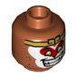 Minifig Head Monkey King, Yellow Eyes, White and Red Face Paint, Smile with Teeth / Closed Mouth with Fang Print