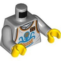 Torso Basket Ball Shirt, 'Squids', 22, Orange Trim Print, Light Bluish Gray Arms, Yellow Hands