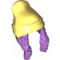 Hair and Hat, Two Braids and Beanie, Bright Light Yellow Pattern