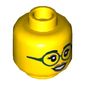 Minifig Head, Eyebrows, Dark Green Glasses, Medium Nougat Lips, Closed Smile / Open Smile Print