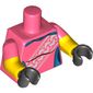 Torso, Dual Molded Arms, Dark Azure Panels and White Stripe Print, Coral Sleeves Pattern, Yellow Arms with Bandage Print, Black Hands