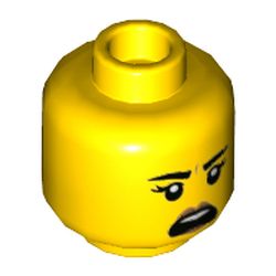 Minifig Head, Black Eyebrows, Medium Nougat Lips, Neutral / Shouting Print