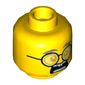 Minifig Head Mr. Clarke, Light Bluish Grey Eyebrows, Glasses with Orange Lenses, Open Mouth / Closed Mouth Print