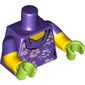 Torso, Dual Molded Arms, Shirt with White and Lavender Flowers Print, Dark Purple Sleeves Pattern, Yellow Arms, Lime Hands