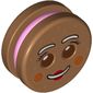 Minifig Head Special, Gingerbread Man with Eyelashes, Red Lips, Pink Filling print