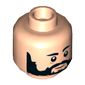Minifig Head Temmin 'Snap' Wexley, Beard Black Full, Eyebrows, White Pupils, Medium Nougat Lines Under Eyes and Chin Print