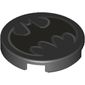Tile Round 2 x 2 with Black Batman Logo print