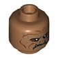 Minifig Head Klatooinian Raider, Reddish Brown Lines, White Fangs Print