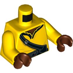 Torso Shirt with Black Collar, Shoulder Strap, and Belt Print, Yellow Arms, Reddish Brown Hands