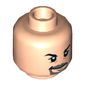 Minifig Head Vic Hoskins, Light Bluish Gray Beard, Moustache, Black Eyebrows, Smirk / Angry with Clenched Teeth Print