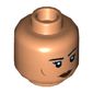 Minifig Head Cara Dune, Dark Red Lips, Eyebrows, Cheek Lines, Dark Bluish Gray Tattoo, Smile / Angry Print