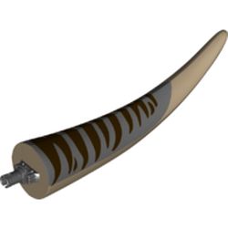 Animal Body Part, Dinosaur, Tyrannosaurus Rex Tail, with Pin, Dark Bluish Gray Top and Dark Brown Stripes Print
