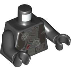 Torso Robe, with Pearl Titanium Straps and Belt, and Grenades Print, Black Arms and Hands