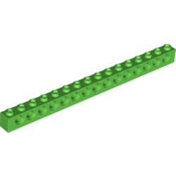 LEGO part 3703 Technic Brick 1 x 16 [15 Holes] in Bright Green