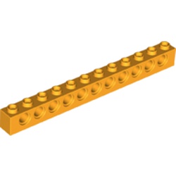 LEGO part 3895 Technic Brick 1 x 12 [11 Holes] in Flame Yellowish Orange/ Bright Light Orange