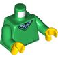 Torso Sweater, V-Necked with Trim, Medium Blue Shirt Print, Green Arms, Yellow Hands
