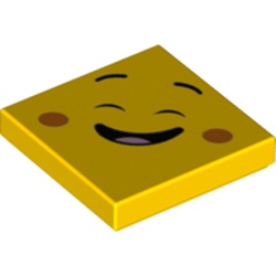 Tile 2 x 2 with Happy Smile Face, Closed Eyes, Dark Orange Dimples