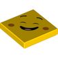 Tile 2 x 2 with Happy Smile Face, Closed Eyes, Dark Orange Dimples