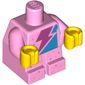 Baby / Toddler Body with Fixed Arms and Yellow Hands Sparkle Baby with Pink on Turquoise Lightning and Silver Spots