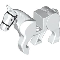 Animal, Horse, Movable Legs with Black Eyes, White Pupils and Single Buckle Black Bridle Print