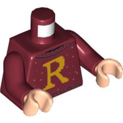 Torso Sweater with 'R' Print, Dark Red Arms, Light Nougat Hands