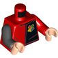 Torso, Odd Arms, Tunic with Black Half, Hogwarts Crest Print, Left Red Arm, Right Black Arm, Light Nougat Hands