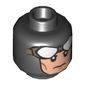 Minifig Head Batman, Balaclava, White Goggles, Stern Expression