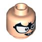 Minifig Head Bat-Mite, with Black Bat Glasses, Open Mouth Smile with Two Teeth Print