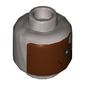 Minifig Head Cyborg, Half Face, Half Metal Plates with Red Eye Print