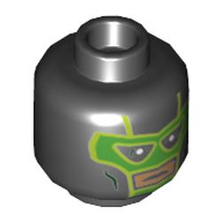 Minifig Head Green Lantern, Green Face Mask, with Nougat Mouth Hole Print