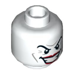 Minifig Head Joker, Eyebrows, Red Lips, Wide Smile Showing Teeth