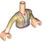 Minidoll Torso Girl Tans Shirt with Lavender/Gold Decorations, Dark Purple Trim, White Shirt, Pendant