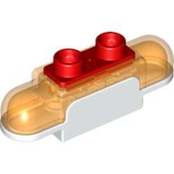 LEGO part 10065988 BRICK 1X4, W/ SOUND, LIGHT, NO. 2 in Transparent Bright Orange/ Trans-Orange