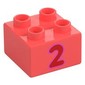 Duplo Brick 2 x 2 with Red '2' Print