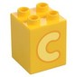 Duplo Brick 2 x 2 x 2 with Bright Light Yellow 'C' Print