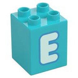 Duplo Brick 2 x 2 x 2 with 'E' Print