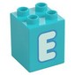 Duplo Brick 2 x 2 x 2 with 'E' Print